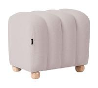 Beliani Pouf moderno a coste in tessuto bouclé Teddy, imbottito con gambe in legno bianco sporco