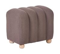 Beliani Pouf moderno a coste in tessuto bouclé Teddy, imbottito con gambe in legno marrone