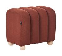 Beliani Pouf moderno a coste in tessuto bouclé Teddy, imbottito con gambe in legno marrone dorato