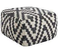 Beliani Pouf moderno in lana bianco e nero con motivo geometrico