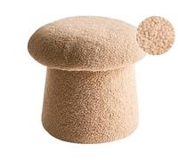Beliani Pouf moderno rotondo a forma di fungo, pouf d'appoggio in tessuto boucle per la camera da letto e il soggiorno Beige