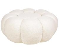 Beliani Pouf moderno rotondo in tessuto boucle bianco sporco