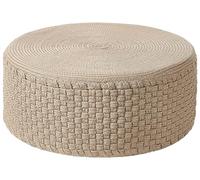 Beliani Pouf ottomano da esterno intrecciato a mano Materiale sintetico Accessori da giardino ⌀ 70 cm Beige