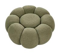 Beliani Pouf poggiapiedi moderno rotondo grande in tessuto boucle verde