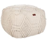 Beliani Pouf poggiapiedi moderno tessuto a mano in lana 60 x 60 x 40 cm Beige