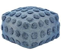 Beliani Pouf quadrato Boho Ottoman in cotone a pois 50 x 50 x 35 cm Blu