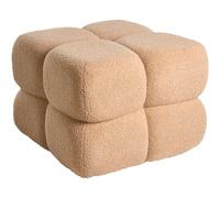 Beliani Pouf quadrato grande in tessuto beige