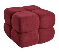 Beliani Pouf quadrato grande in tessuto rosso