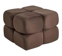 Beliani Pouf quadrato in tessuto vellutato marrone scuro