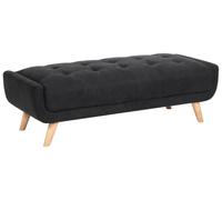 Beliani Pouf rettangolare in tessuto con gambe in legno stile retrò nero