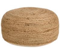 Beliani Pouf rotondo lavorato a maglia in cotone e iuta, 70 x 70 cm, beige,