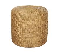 Beliani Pouf tondo Boho intrecciato a mano in giacinto d'acqua 40 cm chiaro