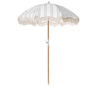 Beliani Retro giardino spiaggia Ombrellone Esterno parasole Faggio Nero e Bianco