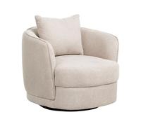 Beliani Retro Glam Poltrona con schienale rotondo in poliestere girevole con cuscino Beige Chiaro