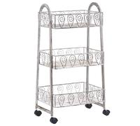 Beliani Scaffale da bagno in metallo con ruote 3 ripiani, bianco Yumbilla