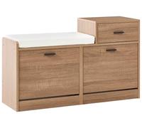 Beliani Scarpiera 2 scomparti con sedile imbottito in truciolato stile scandinavo marrone chiaro
