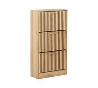 Beliani Scarpiera 3 scomparti MDF Gambe in legno di pino Legno chiaro