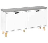 Beliani Scarpiera minimalista in stile scandinavo 2 scomparti in MDF con cuscino in cima Bianco e