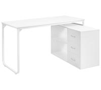Beliani Scrivania da ufficio domestico angolare con 2 ripiani e 3 cassetti 140 x 100 cm Bianco