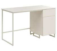 Beliani Scrivania per ufficio domestico in MDF e struttura in acciaio 120 x 60 cm con cassetto e contenitori chiusi beige chiaro,