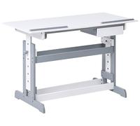 Beliani Scrivania regolabile manualmente per camera dei bambini MDF Altezza e piano regolabili Bianco