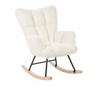 Beliani Sedia a dondolo moderna Rivestimento in tessuto Boucle Dondoli in legno Bianco