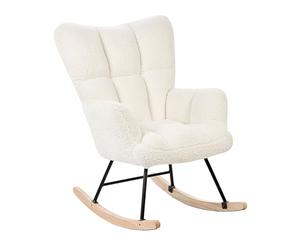Beliani Sedia a dondolo moderna Rivestimento in tessuto Boucle Dondoli in legno Bianco