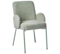 Beliani Sedia da pranzo Boucle imbottita con design retrò e base con gambe in ferro verde chiaro