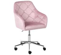 Beliani Sedia da ufficio con rivestimento in velluto girevole a 360° regolabile in altezza schienale trapuntato con dettagli in cristallo rosa pastello
