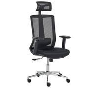 Beliani Sedia da ufficio ergonomica con schienale regolabile, seduta scorrevole e braccioli regolabili, nera,