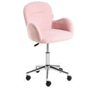 Beliani Sedia da ufficio girevole con altezza regolabile in tessuto boucle rosa pastello