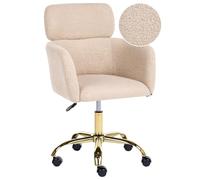 Beliani Sedia da ufficio girevole moderna Poltrona Altezza regolabile Boucle Beige Chiaro