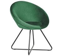 Beliani Sedia d'angolo in velluto retrò Rivestimento verde Seduta rotonda Design retrò Base a croce in metallo