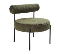 Beliani Sedia senza braccioli con sedile rotondo con rivestimento in tessuto bouclé verde