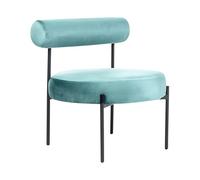 Beliani Sedia senza braccioli Seduta rotonda Roll Back Design vintage Rivestimento in velluto Verde Turchese