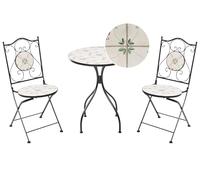 Beliani Set da bistrot in stile ferro battuto pieghevole con piastrelle in mosaico ceramica nero