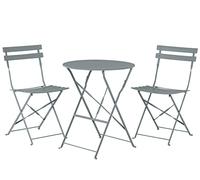 Beliani Set da Esterno 3 pezzi Tavolino e 2 Sedile Pieghevoli in Metallo Grigio