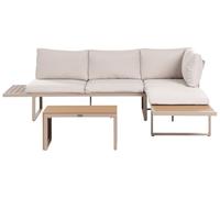 Beliani Set da esterno divano modulare cuscini tavolo da caffè beige e marrone chiaro
