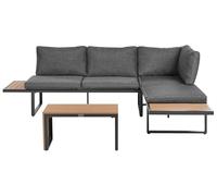 Beliani Set da esterno divano modulare cuscini tavolo da caffè grigio scuro e marrone chiaro