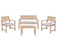 Beliani Set da giardino 4 posti Divano in legno di acacia certificato 2 poltrone Tavolino da caffè Cuscini rivestiti in tessuto Rivestimenti sfoderabili Resistenti all'acqua e ai raggi UV Grigio