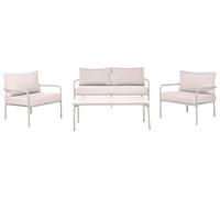 Beliani Set da giardino a 4 posti con struttura in acciaio e cuscini sfoderabili beige chiaro