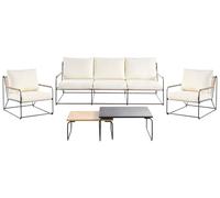 Beliani Set da giardino a 5 posti in acciaio verniciato a polvere con cuscini Due tavolini nero e beige