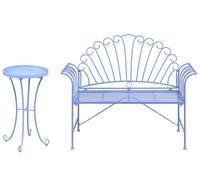 Beliani Set da giardino in metallo 1 panca 1 tavolino azzurro
