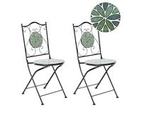 Beliani Set da giardino in metallo 2 sedie in stile ferro battuto pieghevoli con piastrelle in mosaico ceramica nero