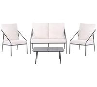 Beliani Set da giardino moderno 4 posti con struttura in metallo e cuscini in cotone con rivestimenti sfoderabili Poltrone Divano Tavolino Nero