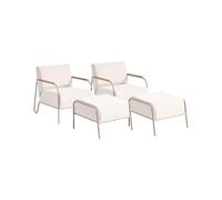 Beliani Set da giardino moderno composto da 2 sedie con cuscini imbottiti, seduta in metallo e poggiapiedi beige