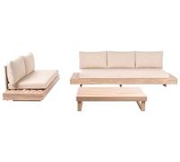 Beliani Set da Giardino per 5 Persone con Divano a 2 Posti Divano a 3 Posti e Tavolino in Legno di Acacia Certificato con Cuscini Beige