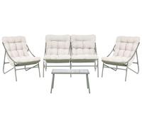 Beliani Set da giardino per esterni a 4 posti divano a 2 posti con sedie e tavolo verde e beige