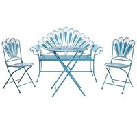 Beliani Set da giardino per patio all'aperto Tavolo rotondo in ferro e sedie Effetto invecchiato Blu