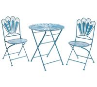 Beliani Set da giardino per patio all'aperto Tavolo rotondo in ferro e sedie Effetto invecchiato Blu